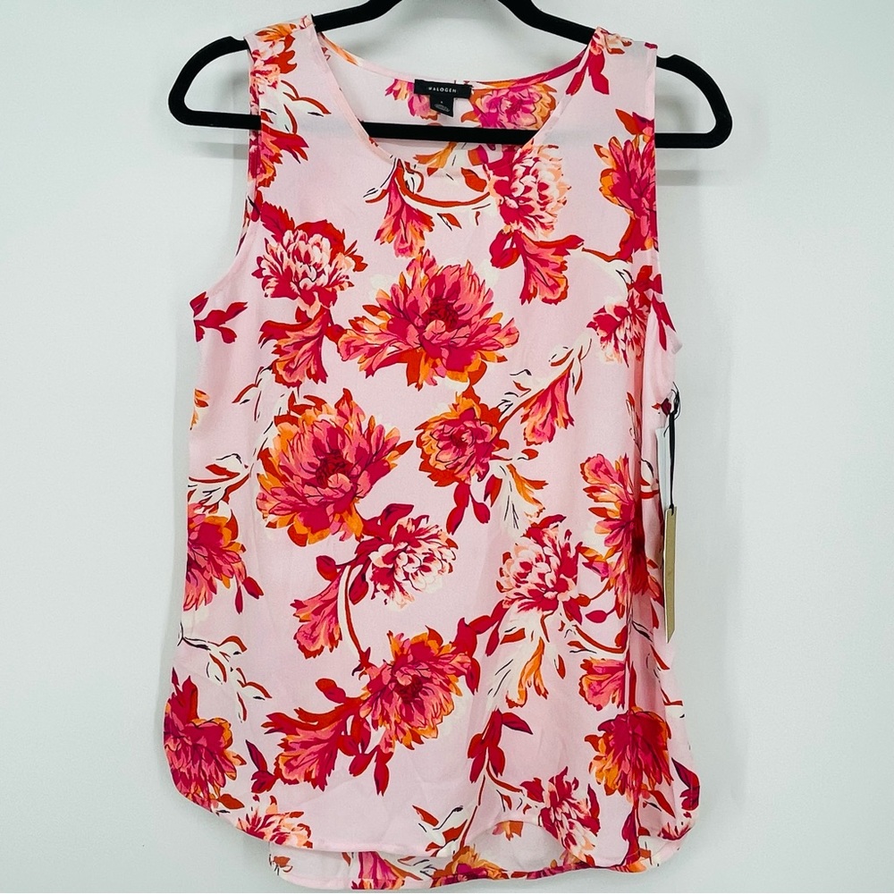 Halogen Pink Sleeveless Floral Print Top Size S